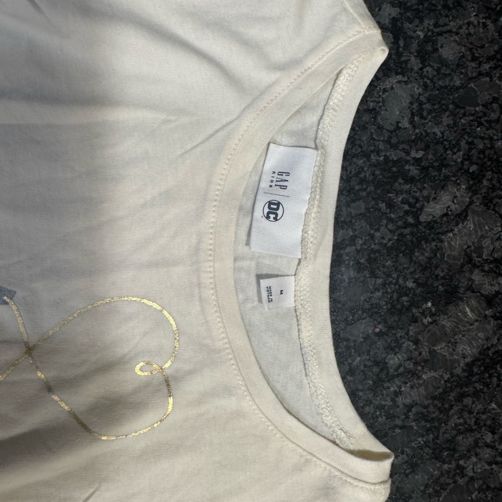 Like new GAP Cream Long Sleeve Shirt with Wonder Woman Design - Picture 3 of 4